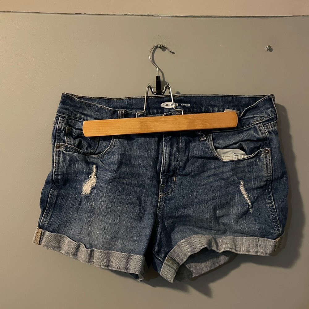 Old Navy Boyfriend Distressed Women's Blue Denim Shorts